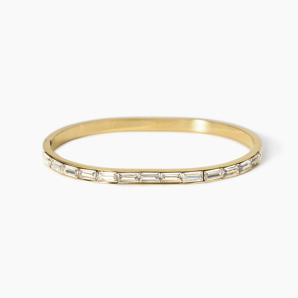 Bracciale rigido in acciaio dorato e zirconi Style 21