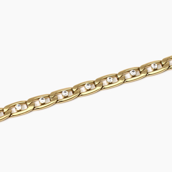 Bracciale dorato con catena groumette e cristalli Style 06