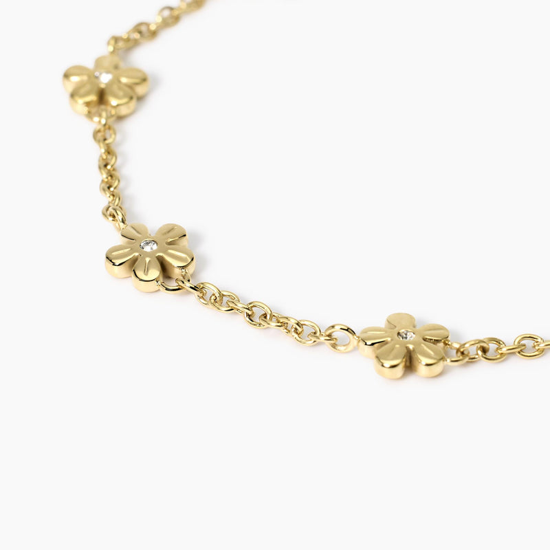 Bracciale dorato con catena rolò e fiori Style 17
