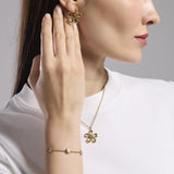 Bracciale dorato con catena rolò e fiori Style 17