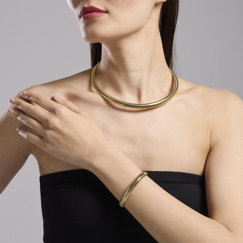 Bracciale tubogas in acciaio dorato Style 13