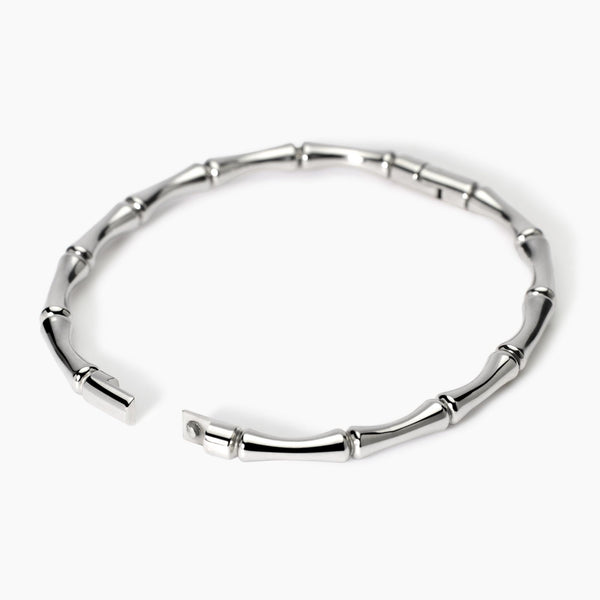 Bracciale rigido effetto bambù in acciaio Style 20