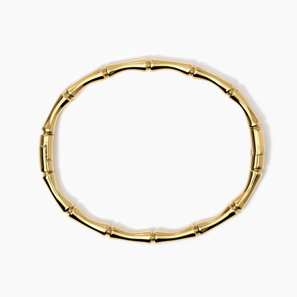 Bracciale rigido effetto bambù in acciaio dorato Style 20