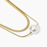 Girocollo dorato con doppia catena e perla conchiglia Style 14