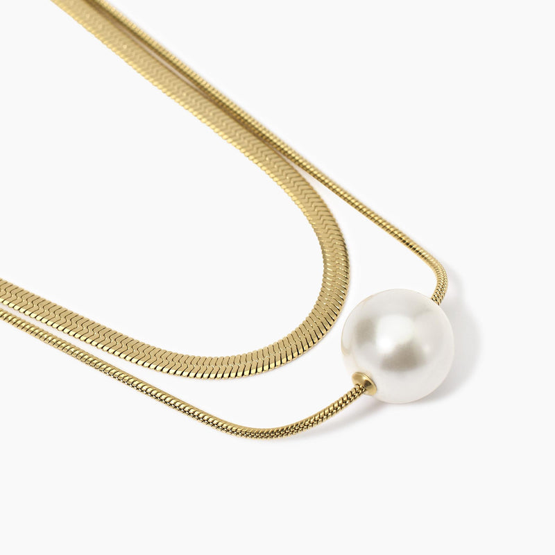 Girocollo dorato con doppia catena e perla conchiglia Style 14