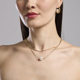 Girocollo dorato con doppia catena e perla conchiglia Style 14