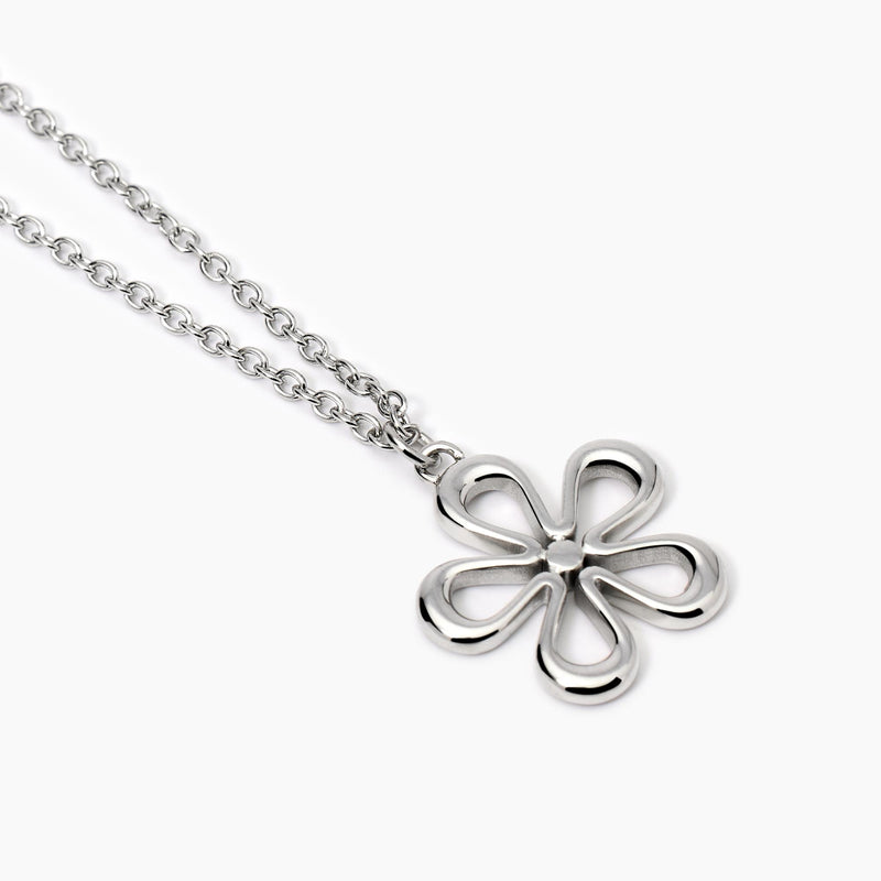 Girocollo in acciaio con catena rolò e fiore Style 17