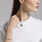 Girocollo in acciaio con catena rolò e fiore Style 17