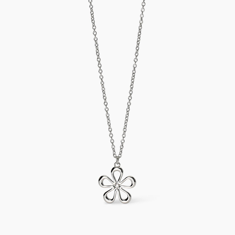 Girocollo in acciaio con catena rolò e fiore Style 17