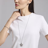 Collana in acciaio con catena rolò e fiore Style 17