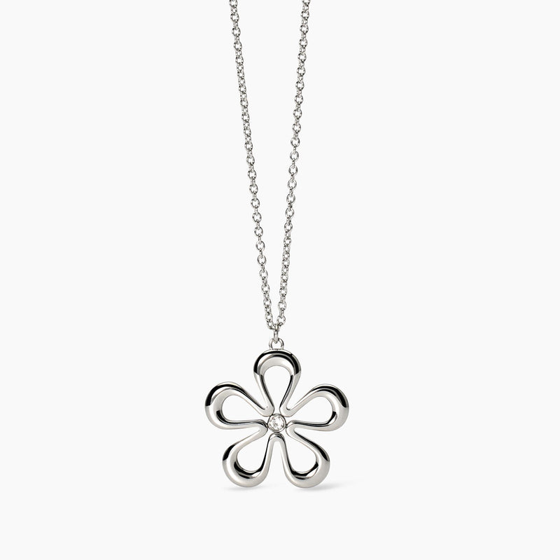 Collana in acciaio con catena rolò e fiore Style 17