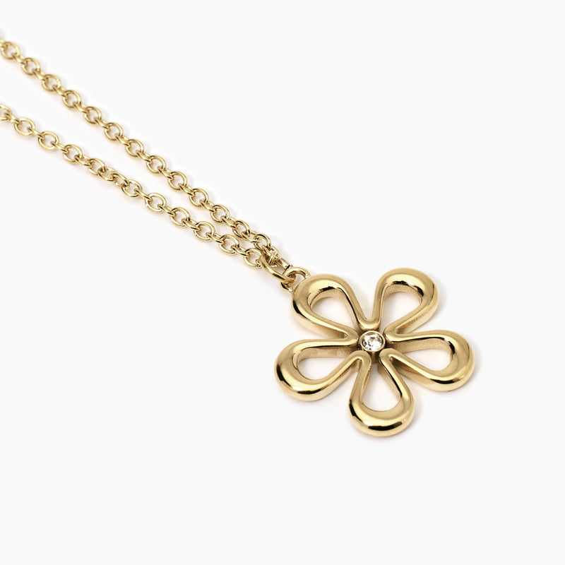 Girocollo in acciaio dorato con fiore Style 17