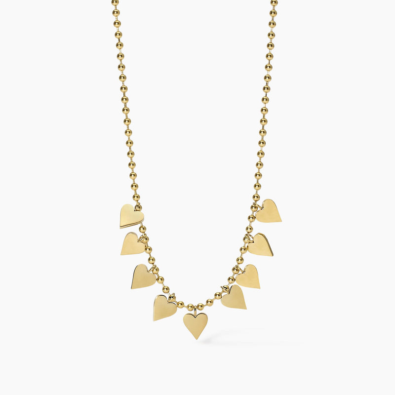 Girocollo dorato con catena a sfere e cuori Style 18