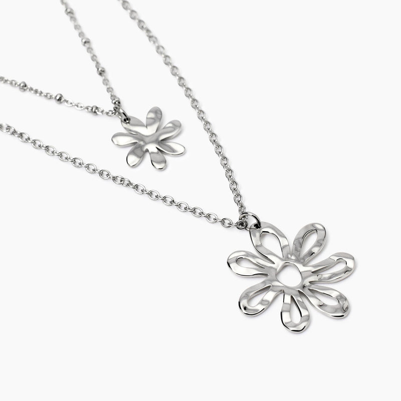 Girocollo con doppia catena e pendenti fiore