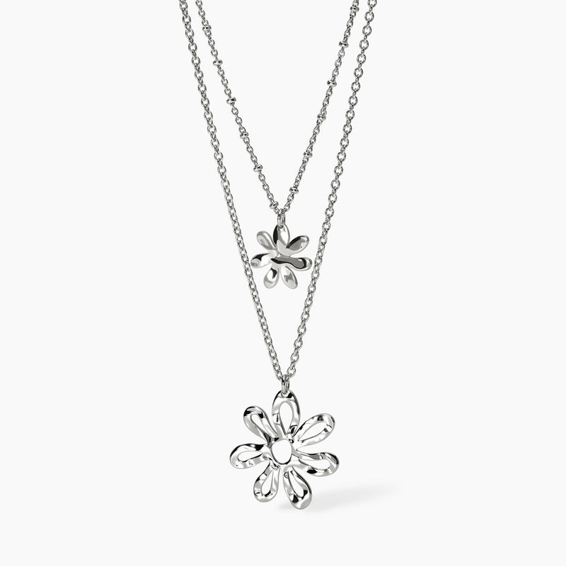 Girocollo con doppia catena e pendenti fiore