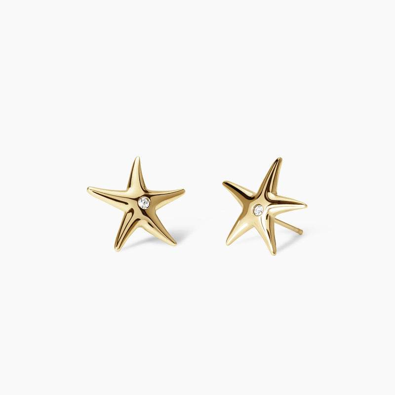 Orecchini dorati a lobo con stella marina Style 19