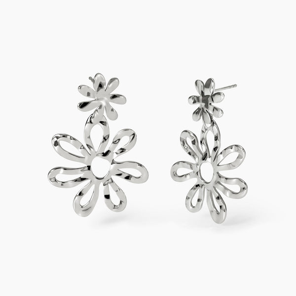 Orecchini pendenti con fiori effetto martellato Style 16