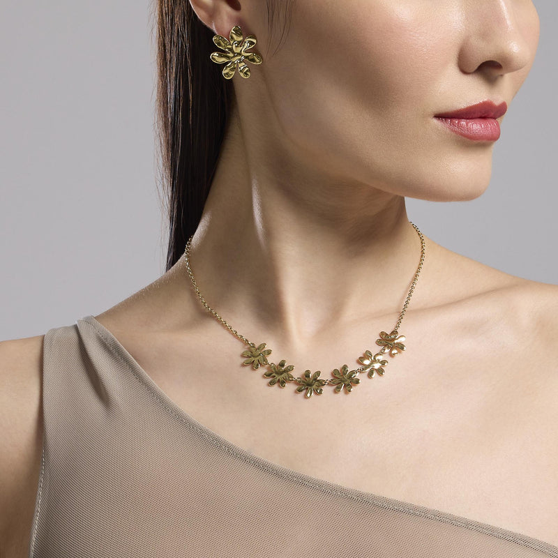 Orecchini dorati con fiore effetto martellato Style 16