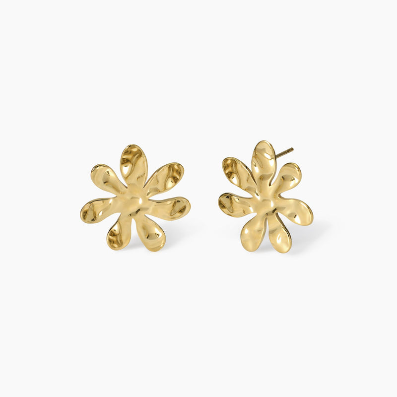 Orecchini dorati con fiore effetto martellato Style 16