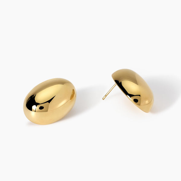 Orecchini a lobo in acciaio dorato Style 09