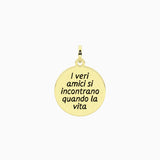 Ciondolo dorato con frase sull'amicizia Veri amici