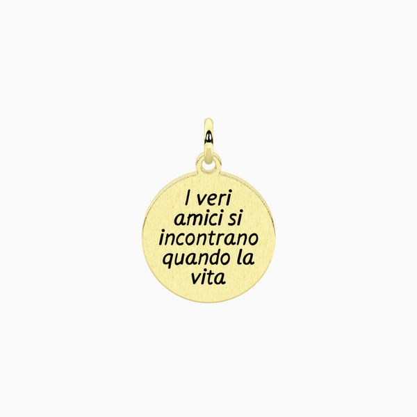 Ciondolo dorato con frase sull'amicizia Veri amici