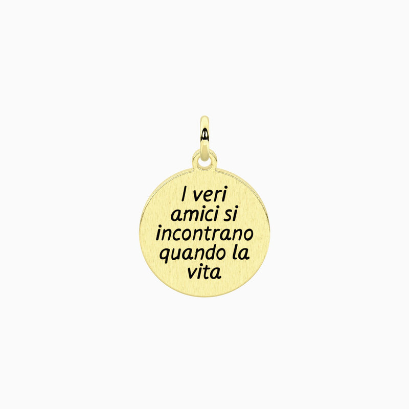 Ciondolo dorato con frase sull'amicizia Veri amici