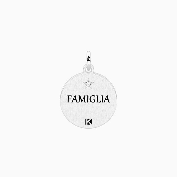 Ciondolo tondo con frase sulla famiglia Famiglia | storia magica