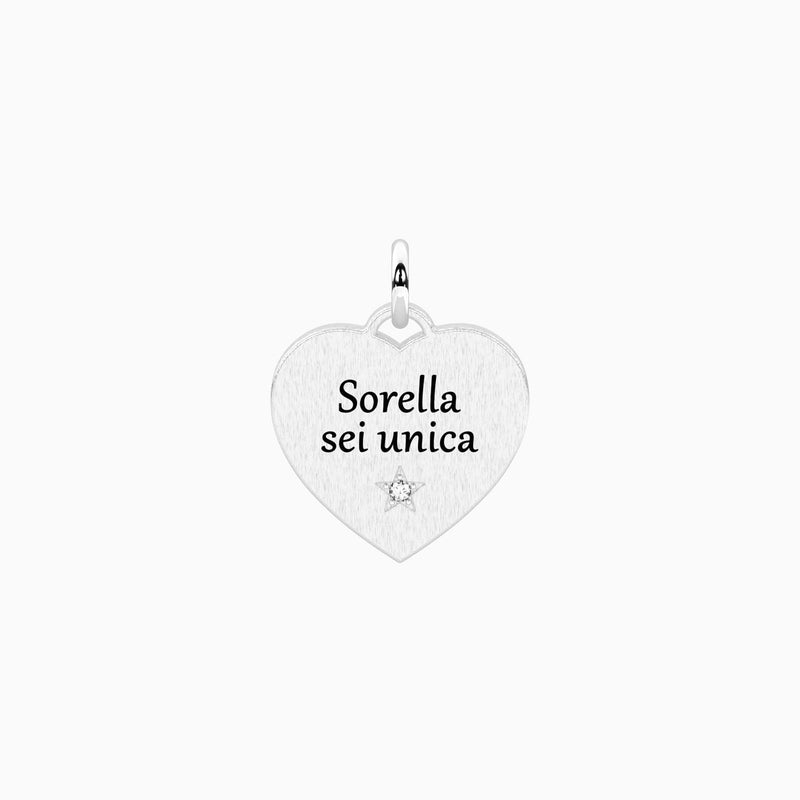 Ciondolo cuore con frase per la sorella Sorella sei unica