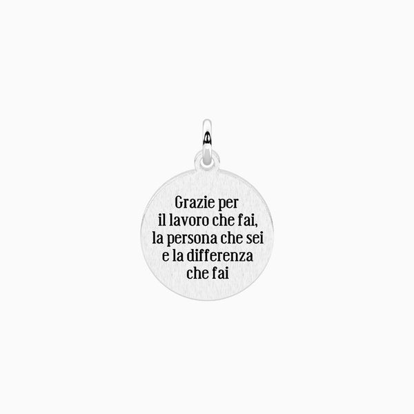 Ciondolo tondo con frase per la maestra Maestra