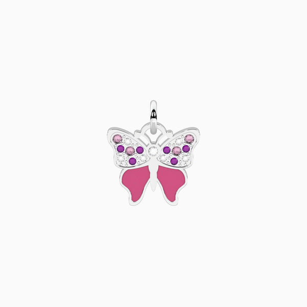 Ciondolo farfalla con cristalli rosa Butterfly