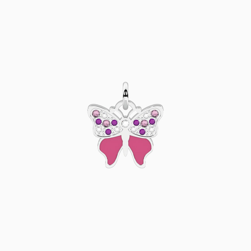 Ciondolo farfalla con cristalli rosa Butterfly