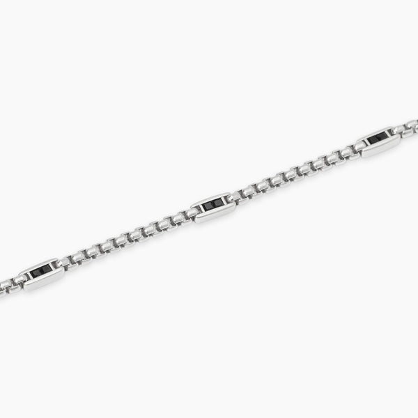 Bracciale con catena veneta e inserti neri Race