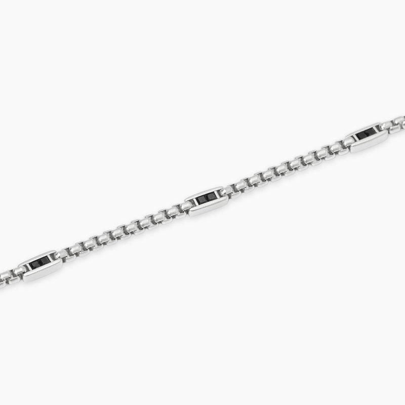 Bracciale con catena veneta e inserti neri Race