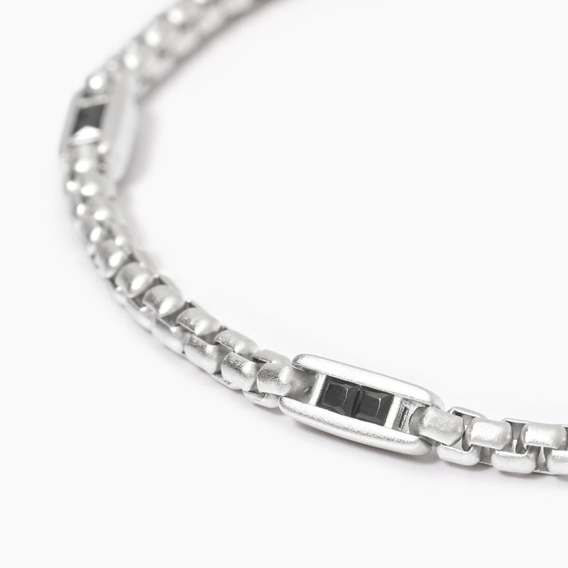 Bracciale con catena veneta e inserti neri Race