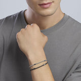 Bracciale con catena veneta e inserti neri Race