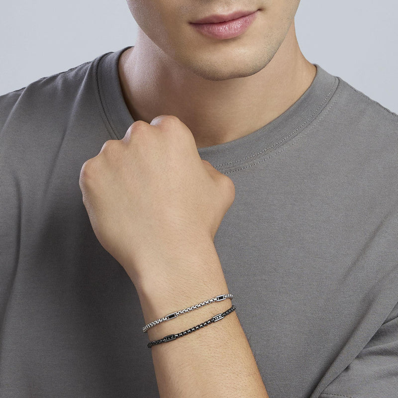 Bracciale con catena veneta e inserti neri Race