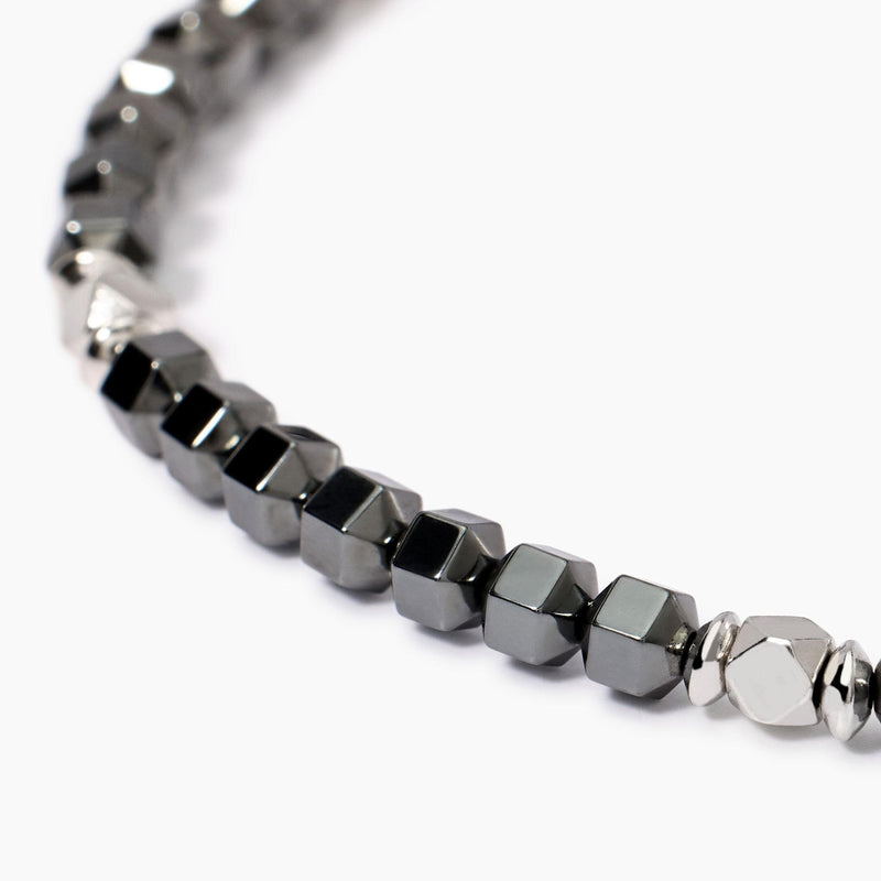 Bracciale regolabile da uomo in argento e ematite Porto Alegre