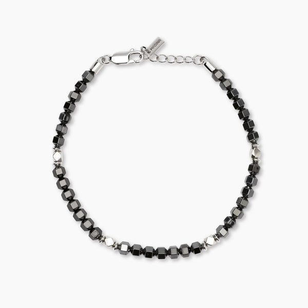 Bracciale regolabile da uomo in argento e ematite Porto Alegre