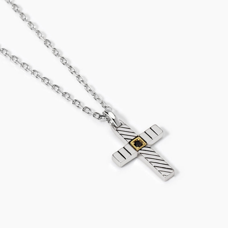 Collana con croce con zircone e placcatura oro Geometrico