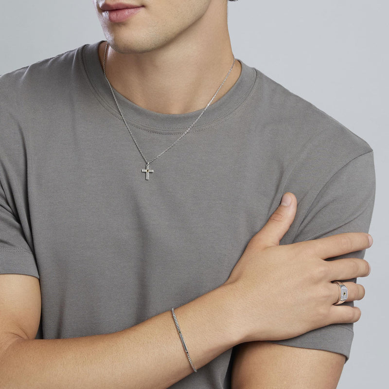 Collana con croce con zircone e placcatura oro Geometrico