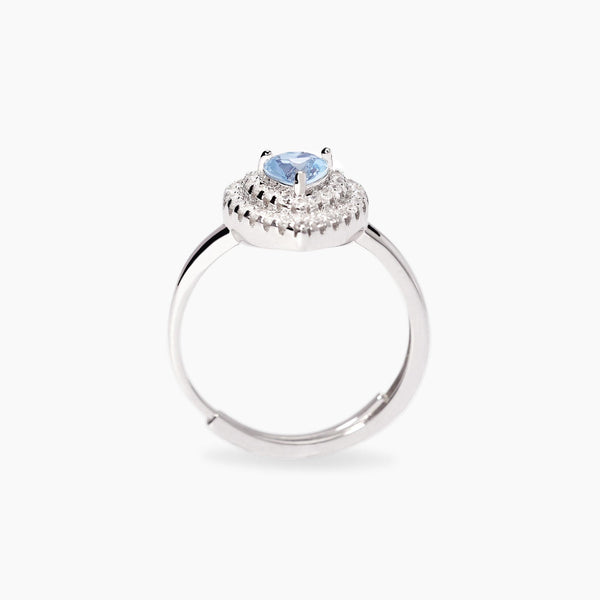 Anello con cuore in acquamarina sintetica VITTORIA