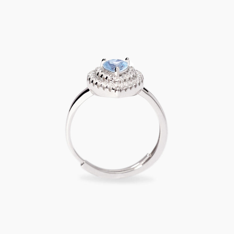 Anello con cuore in acquamarina sintetica VITTORIA
