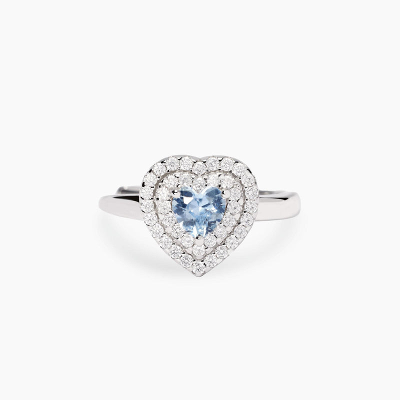 Anello con cuore in acquamarina sintetica VITTORIA