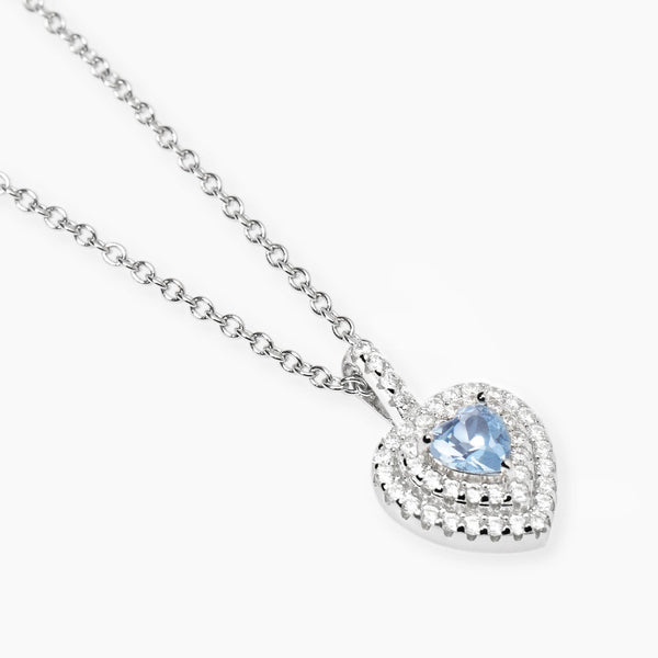 Girocollo con acquamarina sintetica e zirconi VITTORIA