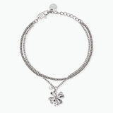 Bracciale a catene con quadrifoglio e cristallo Style 57