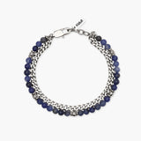 Bracciale uomo con con catena groumette e sfere diamantate e sodalite blu Style 37