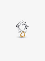 Charm Openwork Casa "With You I'm Home" Argento Sterling 925, Placcatura in Oro 14k