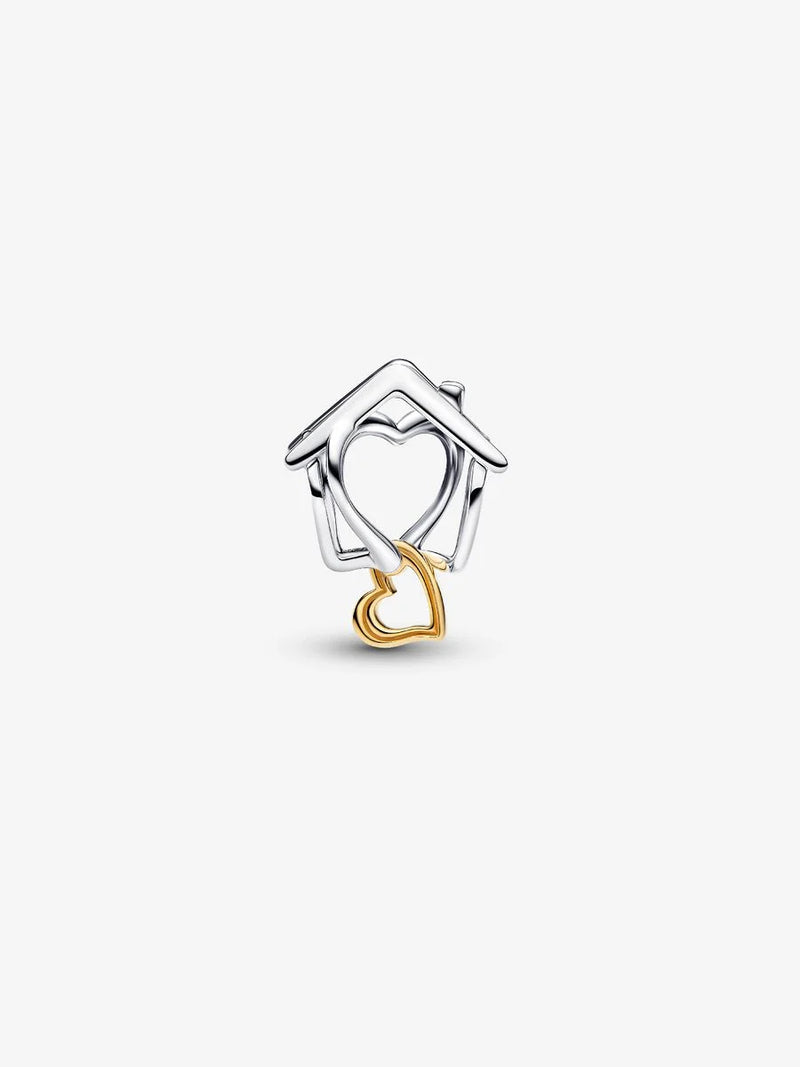 Charm Openwork Casa "With You I'm Home" Argento Sterling 925, Placcatura in Oro 14k