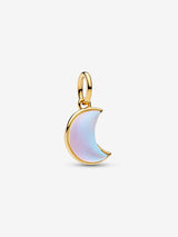 Charm Pendente Luna Crescente Luminosa Placcatura in Oro 14k